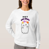 Hey Boo-schöner Geist mit Blume Spooky Halloween T-Shirt (Vorderseite)