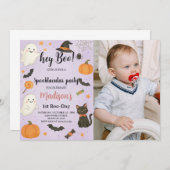 Hey Boo Spooktacular 1. Geburtstag Einladung (Vorne/Hinten)