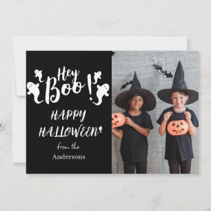Hey Boo! Spooky Halloween Family Foto Feiertagskarte