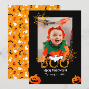 Hey Boo! Spooky Halloween Family Foto Feiertagskarte