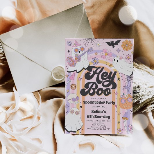 Hey Boo Spooky Halloween Groovy Ghost Einladung