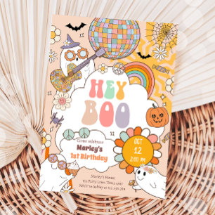 Hey Boo Spooky Retro Halloween-Party Girl Geburtst Einladung
