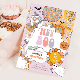 Hey Boo Spooky Retro Halloween-Party Girl Geburtst Einladung