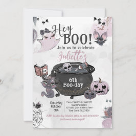 Hey Boo Witch Cauldron Birthday Einladung