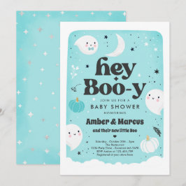 Hey Boo-y Blue Boy Ghost Baby Shower Einladung