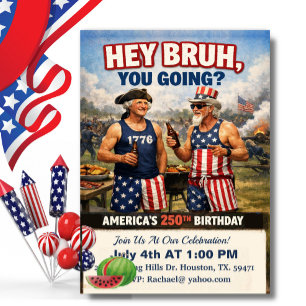 Hey Bruder! Amerikas 250. Geburtstags-Grillfest, L Einladung