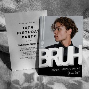 Hey Bruh Teenager-Jungen-Geburtstagseinladung Einladung