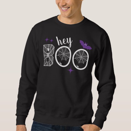Hey & Bye Boo Halloween Bat und Web Sweatshirt (Vorderseite)