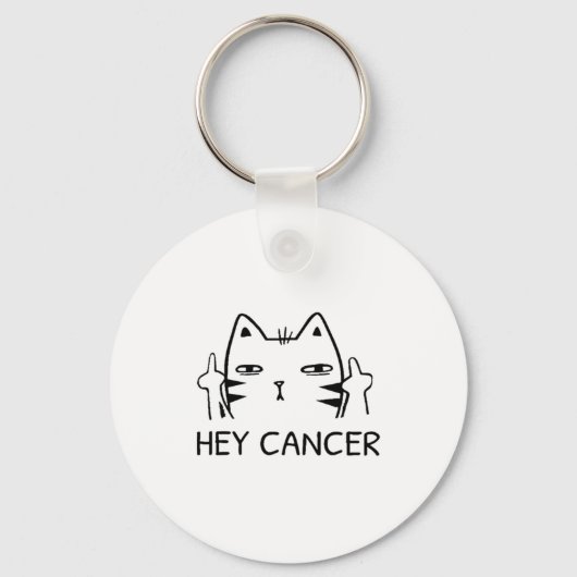 Hey Cancer F Funny Cat Middle Finger For Men Women Schlüsselanhänger (Vorderseite)