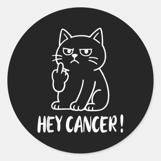 Hey Cancer F U Funny Meme Cat Middle Finger Fck Ca Runder Aufkleber (Vorderseite)
