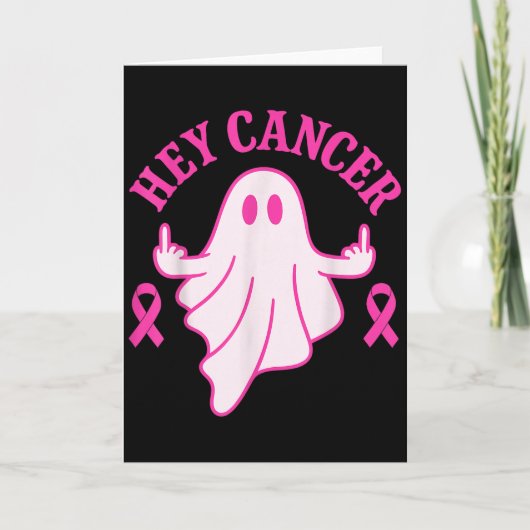 Hey Cancer Ghost Halloween Funny Breast Cancer Awa Karte (Vorderseite)