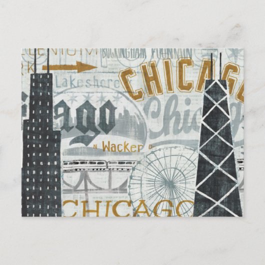 Hey Chicago Vintag Postkarte (Vorderseite)