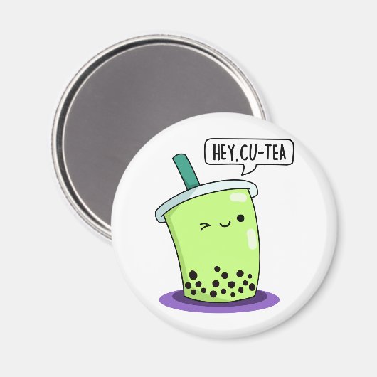 Hey Cu-Tea Funny Boba Tea Pun Magnet (Vorderseite/Rückseite)