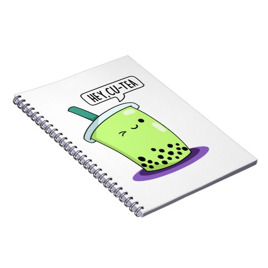 Hey Cu-Tea Funny Boba Tea Pun Notizblock (Rechte Seite)