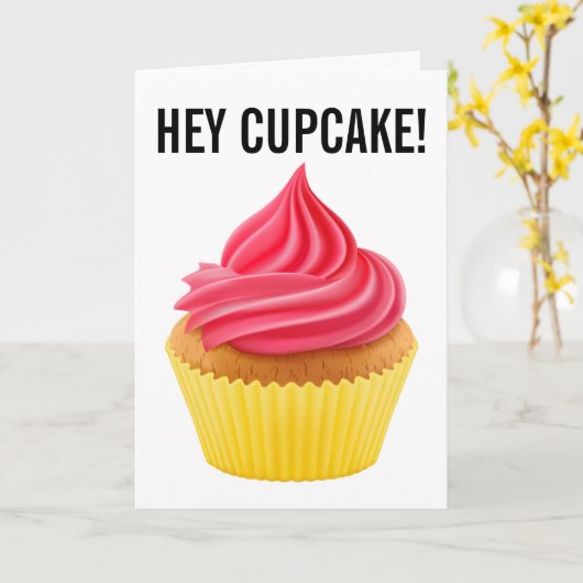 HEY CUPCAKE GEBURTSTAGSKARTEN KARTE (Gelbe Blume)