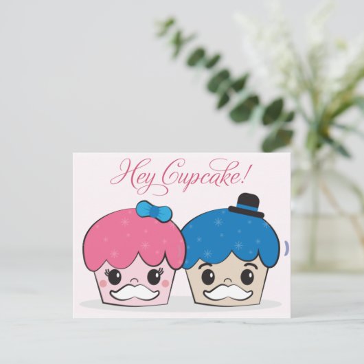 Hey Cupcake Postcard Postkarte (Stehend Vorderseite)