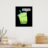 Hey CuTea Funny Boba Tea Pun Dark BG Poster (Küche)