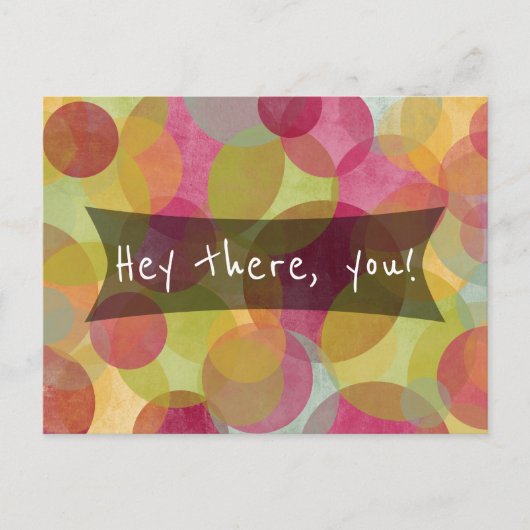 Hey, da! Friendly Red Yellow Orange Green Postkarte (Vorderseite)