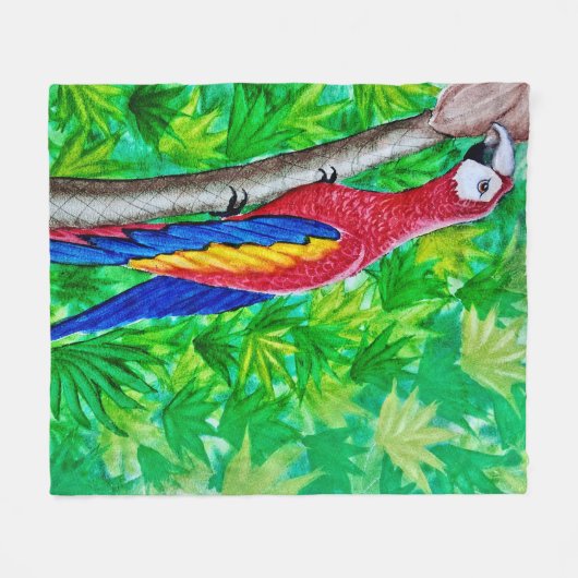 Hey, da ist ein Scarlet-Ara in diesem Baum! Fleecedecke (Vorderseite (Horizontal))