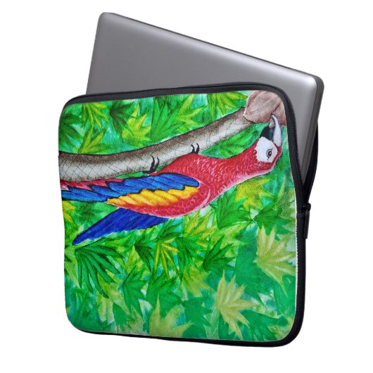 Hey, da ist ein Scarlet-Ara in diesem Baum! Laptopschutzhülle (Vorderseite Links)