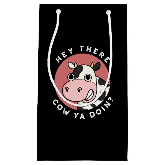 Hey, da ist Kuh bist du Funny Animal Pub Dark BG Kleine Geschenktüte (Vorderseite)