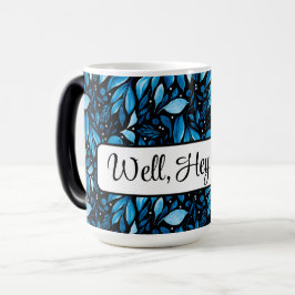 "Hey da" Personalisiert Black&Blue Botanical Verwandlungstasse