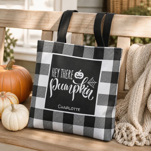 Hey Da Pumpkin Black Halloween Buffalo Kariert Tasche