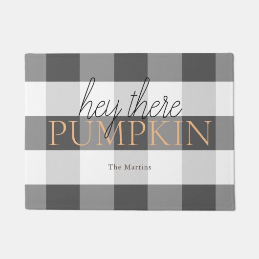 Hey da Pumpkin Black & White Buffalo Karo Fußmatte (Vorderseite)