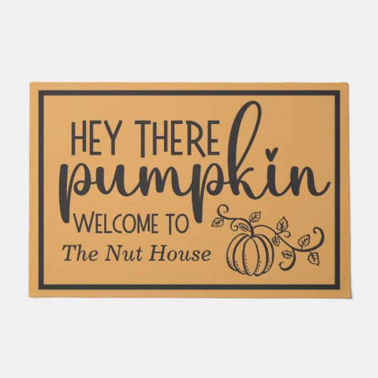 Hey Da Pumpkin Custom Willkommen Fußmatte (Vorderseite)