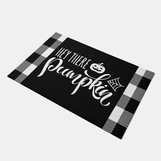 Hey Da Pumpkin Halloween Buffalo Kariert Fußmatte (Schrägansicht)