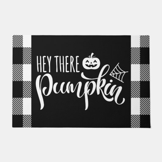 Hey Da Pumpkin Halloween Buffalo Kariert Fußmatte (Vorderseite)