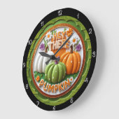Hey Da Pumpkin Illustration Große Wanduhr (Winkel)