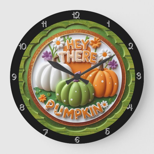 Hey Da Pumpkin Illustration Große Wanduhr (Vorderseite)