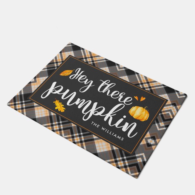 Hey Da Pumpkin | Personalisiert Fall Doormat Fußmatte (Schrägansicht)