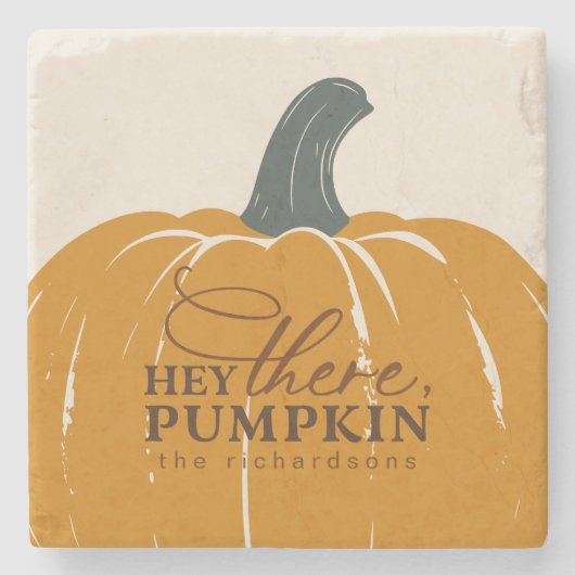 Hey da Pumpkin Personalisiert Fall Steinuntersetzer (Vorderseite)
