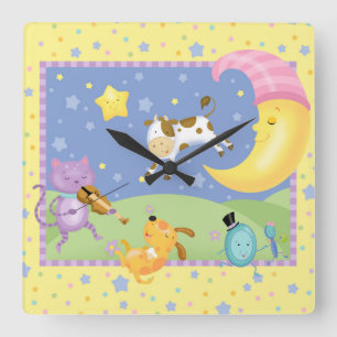 Hey Diddle Diddle Baby Wall Clock Quadratische Wanduhr