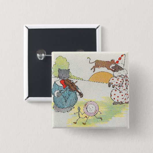 Hey Diddle Diddle die Katze und den Fiddle Rhyme Button (Vorne & Hinten)