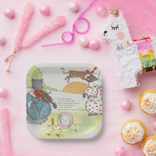 Hey Diddle Diddle die Katze und den Fiddle Rhyme Pappteller (Party)