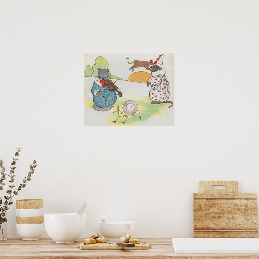 Hey Diddle Diddle die Katze und den Fiddle Rhyme Poster (Küche)