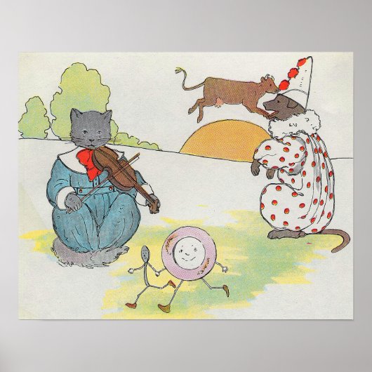 Hey Diddle Diddle die Katze und den Fiddle Rhyme Poster (Vorne)