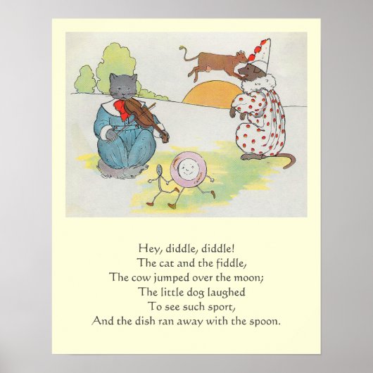 Hey Diddle Diddle die Katze und den Fiddle Rhyme Poster (Vorne)