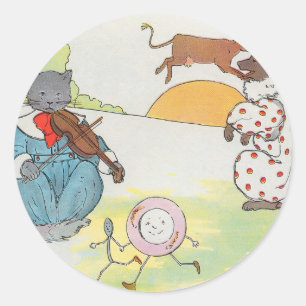 Hey, Diddle, Diddle! Die Katze und die Wiege Runder Aufkleber