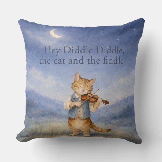 Hey Diddle Diddle Katze und Fiddle-Geschichtenbuch Kissen (Vorderseite)