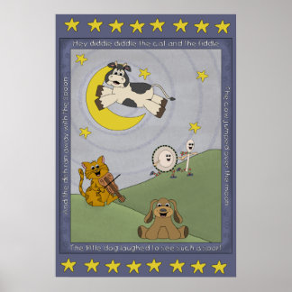 Hey Diddle Diddle Kinderreim Kinderposter Poster