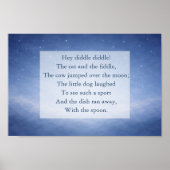 Hey Diddle Diddle Kinderreim Nachthimmel Druck Poster (Vorne)