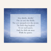 Hey Diddle Diddle Kinderreim Nachthimmel Druck Poster