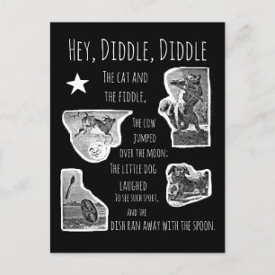 Hey Diddle Diddle Kinderreim Postkarte