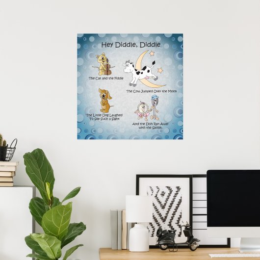 Hey Diddle, Diddle Kinderzimmer Rhyme Art Poster (Heimbüro)