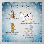 Hey Diddle, Diddle Kinderzimmer Rhyme Art Poster (Vorne)