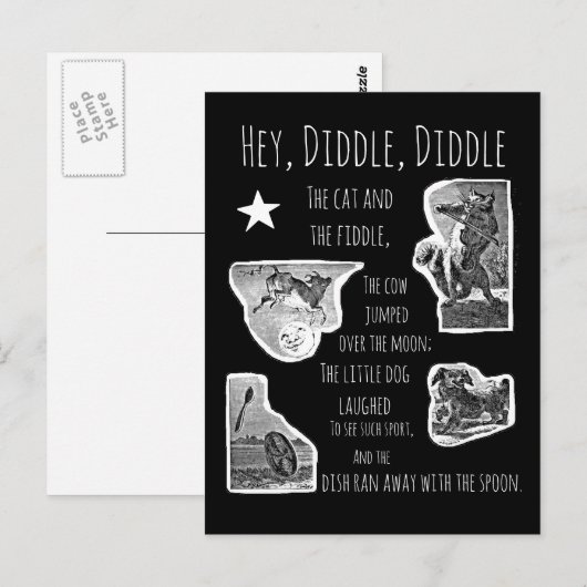 Hey Diddle Diddle Kinderzimmer Rhyme Postkarte (Vorne/Hinten)